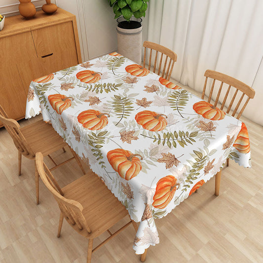 Lofaris Fall Pumpkin and Maple Leaves Tablecloth Rustic Autumn Decor for Thanksgiving Dinner Harvest Parties