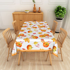 Lofaris Fall Pumpkin Patch Rectangle Tablecloth with Maple Leaves for Thanksgiving and Autumn Harvest Party
