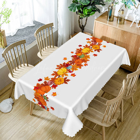 Lofaris Fall Pumpkins White Rectangle Tablecloth For Decor