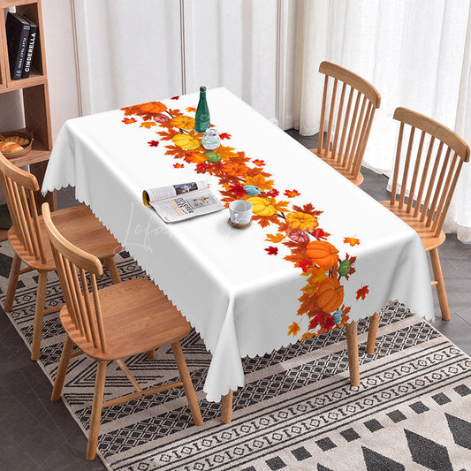 Lofaris Fall Pumpkins White Rectangle Tablecloth For Decor