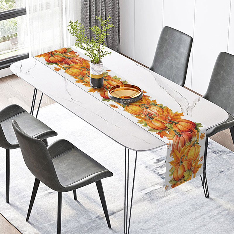Lofaris Fall Table Runner with Autumn Pumpkins and Maple Leaves Rustic Farmhouse Decor for Thanksgiving Harvest
