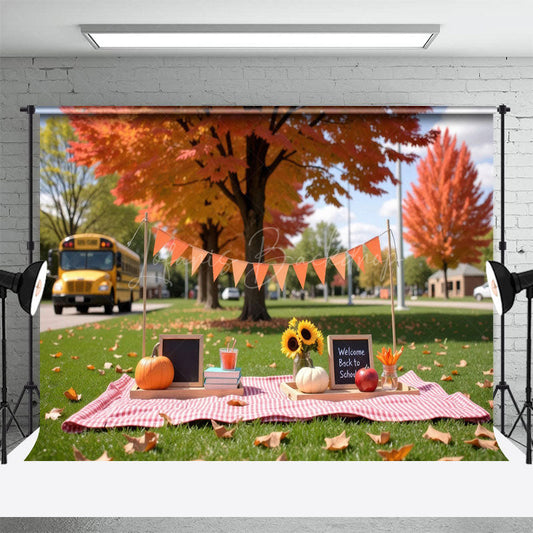 Lofaris Fall Welcome Back Camping Park Photography Backdrop