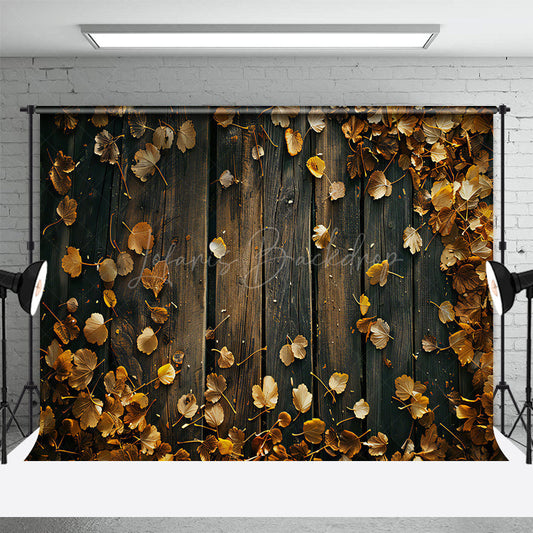 Lofaris Fallen Ginkgo Leaves Wooden Floor Autumn Backdrop