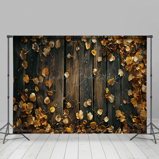 Lofaris Fallen Ginkgo Leaves Wooden Floor Autumn Backdrop