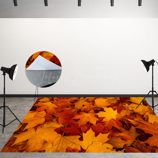 Lofaris Fallen Maple Leaves Autumn Fabric Floor Backdrop