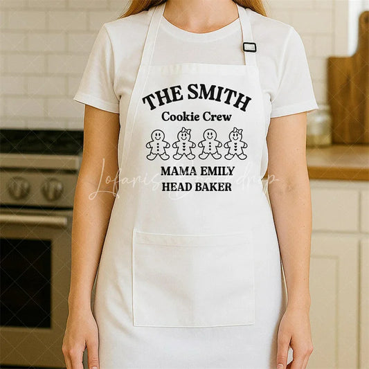 Lofaris Family Cookie Crew Christmas Apron Custom Name Matching Baking Wear Group Gift Set for Holiday Kitchen