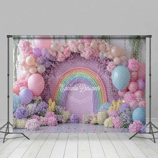 Lofaris Fancy Floral Rainbow Balloon Arch Wedding Backdrop