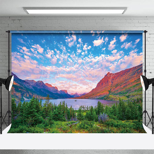 Lofaris Fancy Pinky Cloud Forest Lake Photography Backdrop