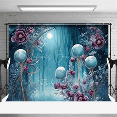 Lofaris Fantasy Blue Forest Photography Backdrop Glowing Magic Orb Mysterious Woods Photo Background Dreamy Moonlight Booth Prop