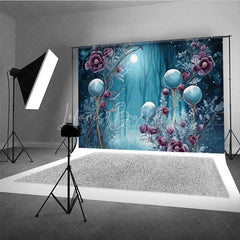 Lofaris Fantasy Blue Forest Photography Backdrop Glowing Magic Orb Mysterious Woods Photo Background Dreamy Moonlight Booth Prop