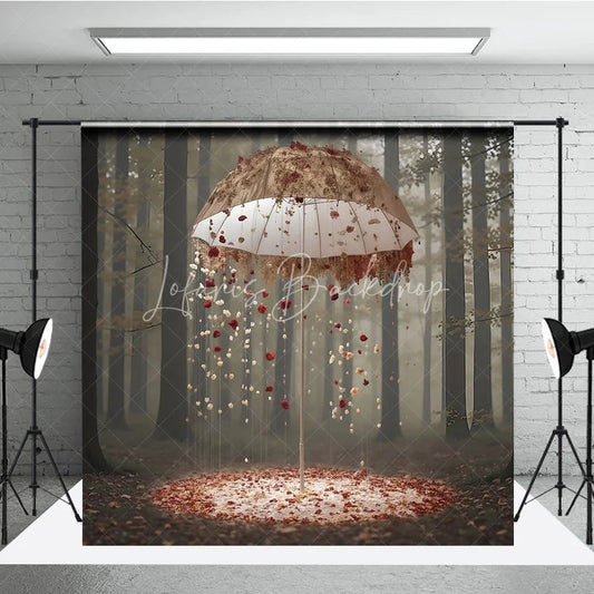 Lofaris Fantasy Forest Backdrop Floral Umbrella Rain Magic Woods Background Dreamy Fairytale Valentine Portrait Prop