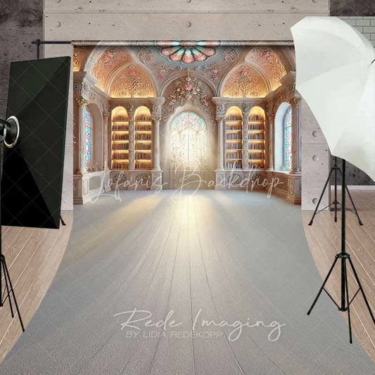 Lofaris Fantasy Library Sweep Backdrop Magic School Architecture Photography Floor Mat Ornate Room Decoration