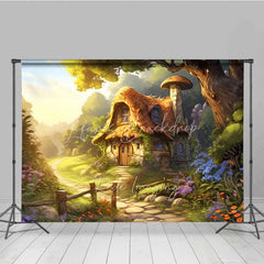 Lofaris Fantasy Mushroom House Photography Backdrop Fairytale Forest Cottage Photo Background Magic Garden Path Booth Prop