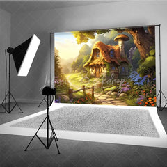 Lofaris Fantasy Mushroom House Photography Backdrop Fairytale Forest Cottage Photo Background Magic Garden Path Booth Prop