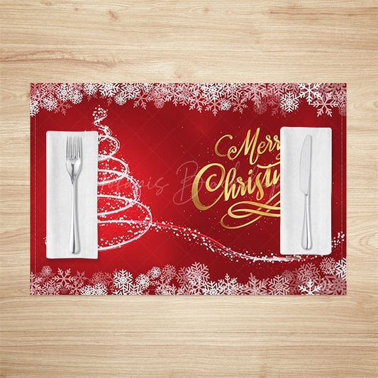 Lofaris Fantasy Snowflakes Red Bokeh Xmas Set Of 4 Placemats