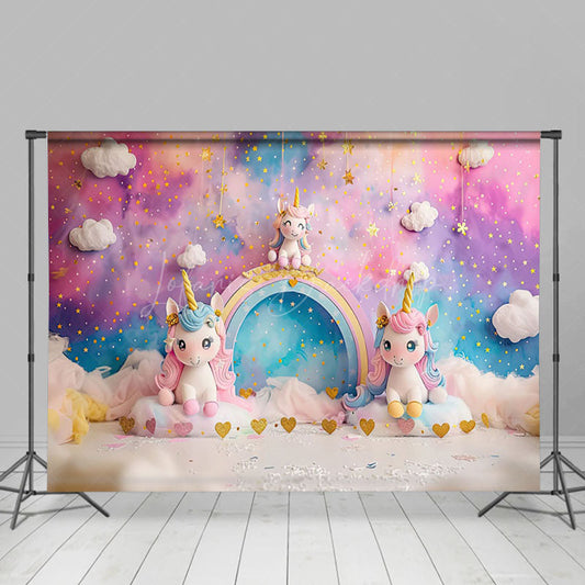 Lofaris Fantasy Starry Cloud Sky Unicorn Cake Smash Backdrop