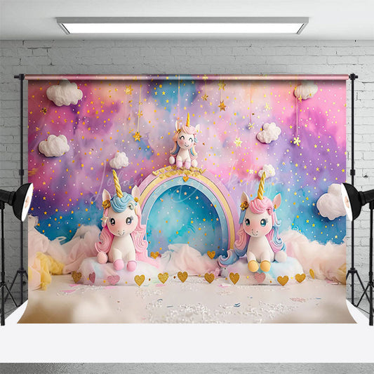 Lofaris Fantasy Starry Cloud Sky Unicorn Cake Smash Backdrop