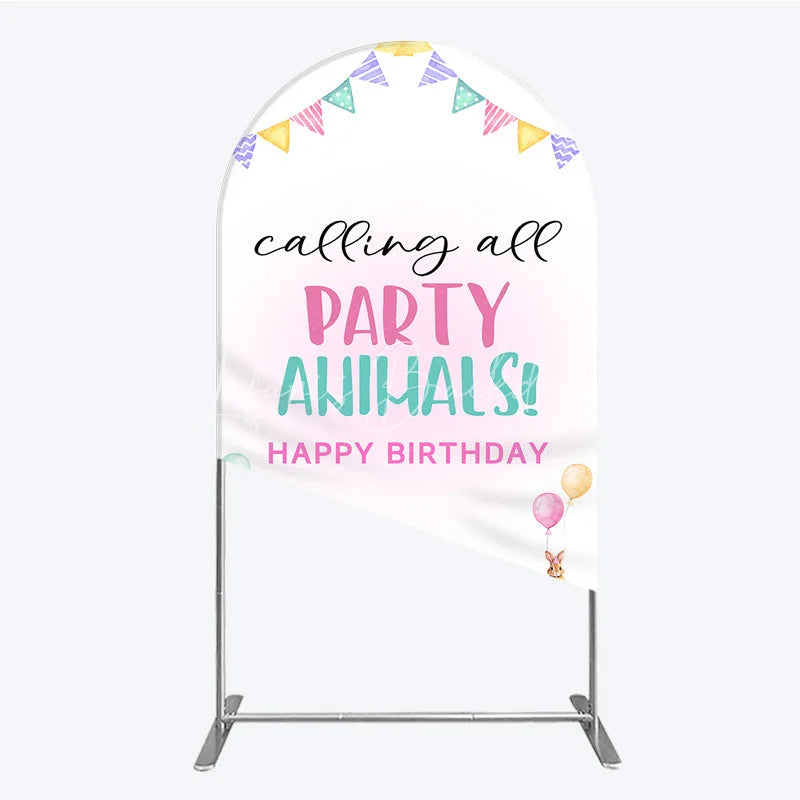 Lofaris Farm Animals Birthday Arched Backdrop ’Calling All Party Animals’ for Rustic Farmhouse Barnyard Decor