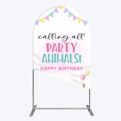 Lofaris Farm Animals Birthday Arched Backdrop ’Calling All Party Animals’ for Rustic Farmhouse Barnyard Decor