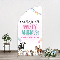 Lofaris Farm Animals Birthday Half Moon Arched Backdrop ’Calling All Party Animals’ for Rustic Farmhouse Barnyard Decor