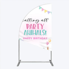 Lofaris Farm Animals Birthday Half Moon Arched Backdrop ’Calling All Party Animals’ for Rustic Farmhouse Barnyard Decor