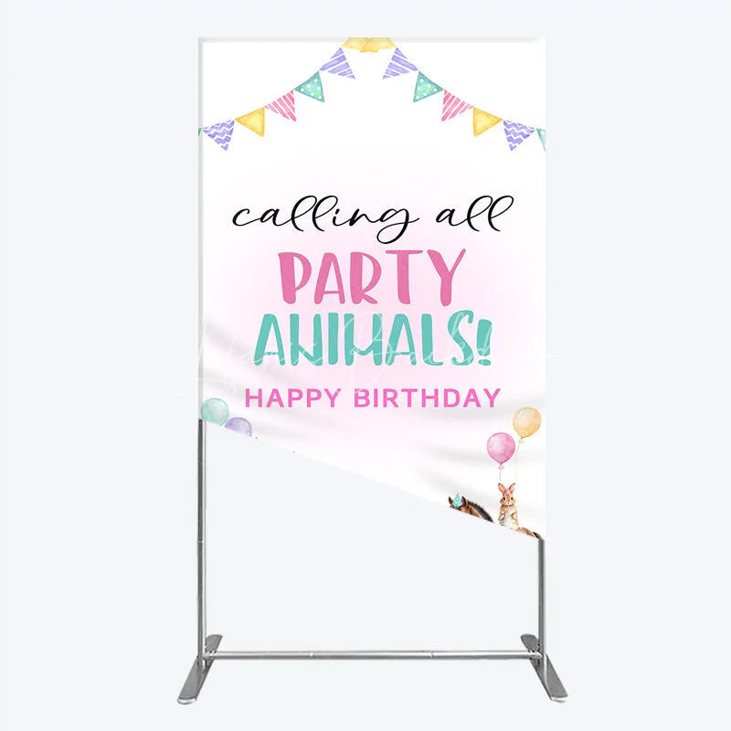 Lofaris Farm Animals Birthday Rectangleed Backdrop ’Calling All Party Animals’ for Rustic Farmhouse Barnyard Decor