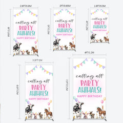 Lofaris Farm Animals Birthday Rectangleed Backdrop ’Calling All Party Animals’ for Rustic Farmhouse Barnyard Decor