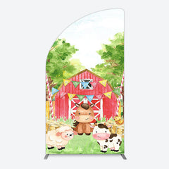 Lofaris Farm Animals Red Barn Happy Birthday Arch Backdrop