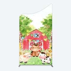 Lofaris Farm Animals Red Barn Happy Birthday Arch Backdrop