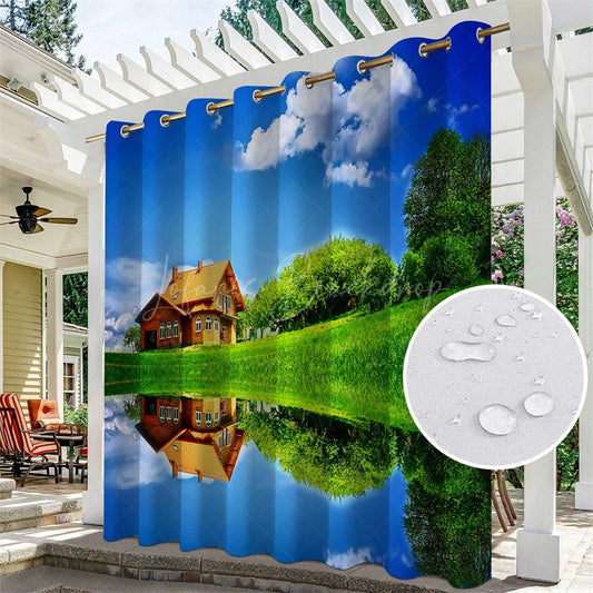 Lofaris Farm Scenery Waterproof Printed Outdoor Curtains For Gazebo
