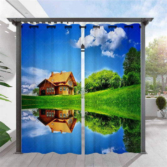 Lofaris Farm Scenery Waterproof Printed Outdoor Curtains For Gazebo