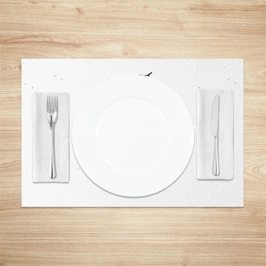 Lofaris Farmhouse Christmas Set of 4 Placemats Merry Script Modern Minimalist White Table Mats