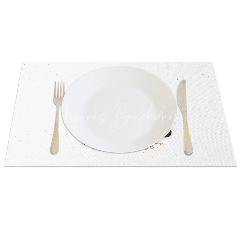 Lofaris Farmhouse Christmas Set of 4 Placemats Merry Script Modern Minimalist White Table Mats
