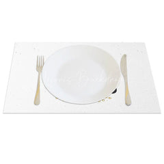 Lofaris Farmhouse Christmas Set of 4 Placemats Merry Script Modern Minimalist White Table Mats