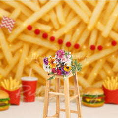 Lofaris Fast Food Burger and Fries Photography Backdrop Junk Theme Birthday Photo Background