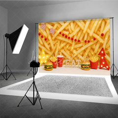 Lofaris Fast Food Burger and Fries Photography Backdrop Junk Theme Birthday Photo Background