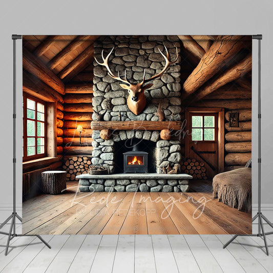 Lofaris Fathers Day Rustic Cabin Bull Skull Photo Backdrop