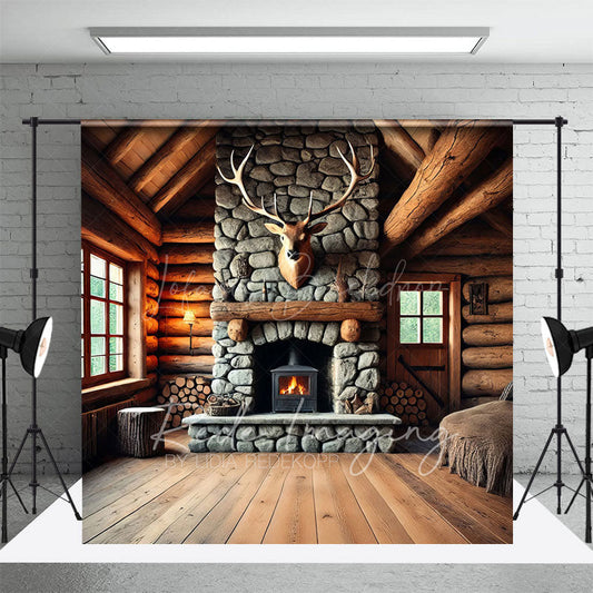 Lofaris Fathers Day Rustic Cabin Bull Skull Photo Backdrop