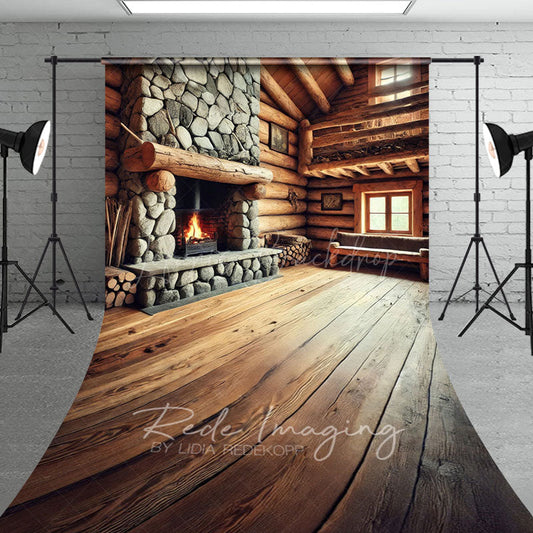 Lofaris Fathers Day Rustic Wood Cabin Fireplace Sweep Backdrop