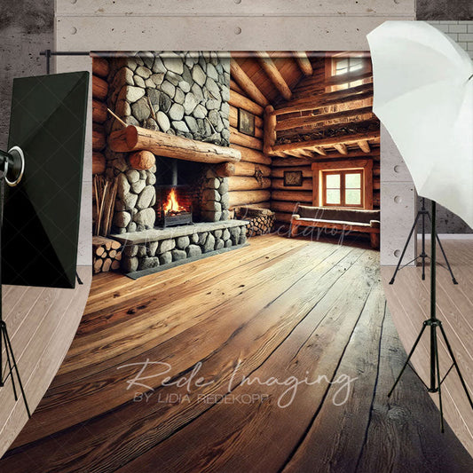 Lofaris Fathers Day Rustic Wood Cabin Fireplace Sweep Backdrop