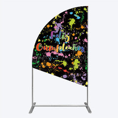 Lofaris Feliz Cumplea?os Half Moon Arch Backdrop Banner Colorful Paint Splatter Party Decor Spanish Happy Birthday Photo Prop