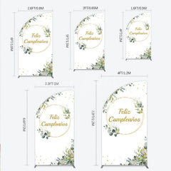 Lofaris Feliz Cumplea?os Half Moon Arch Backdrop Eucalyptus Greenery Gold Frame Birthday Party Decor