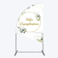 Lofaris Feliz Cumplea?os Half Moon Arch Backdrop Eucalyptus Greenery Gold Frame Birthday Party Decor