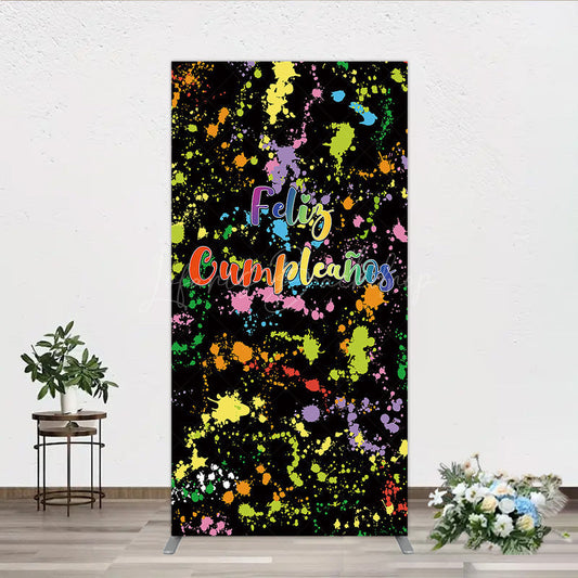 Lofaris Feliz Cumplea?os Rectangle Backdrop Banner Colorful Paint Splatter Party Decor Spanish Happy Birthday Photo Prop