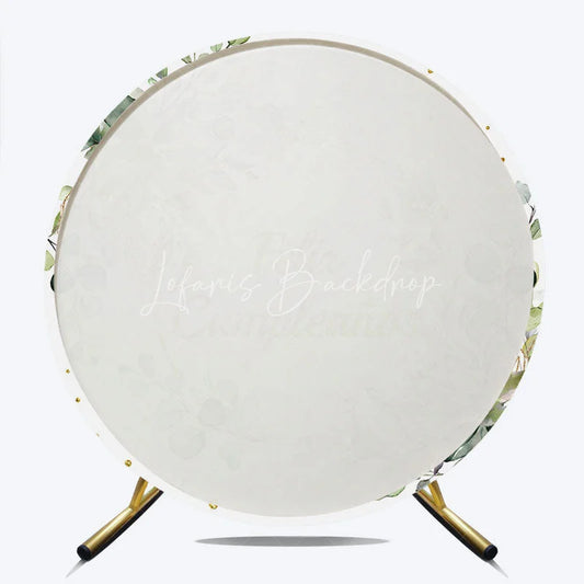 Lofaris Feliz Cumpleanos Eucalyptus Round Backdrop Green Leaves and Gold Glitter Ring Birthday Background
