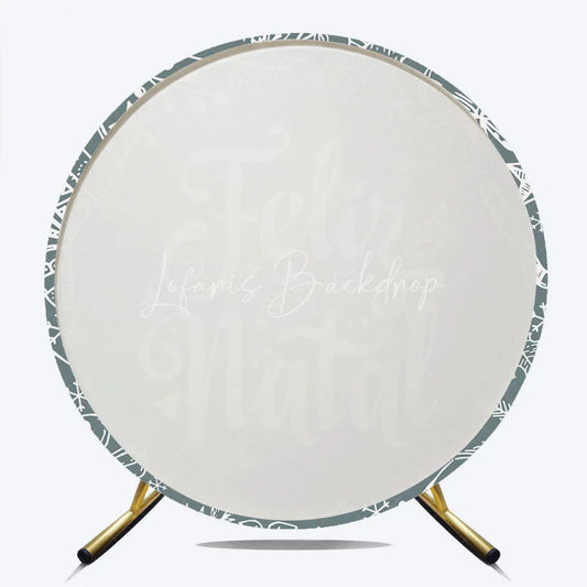 Lofaris Feliz Natal Grey Round Backdrop White Sketch Doodle Christmas Party Decor