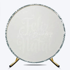 Lofaris Feliz Natal Grey Round Backdrop White Sketch Doodle Christmas Party Decor