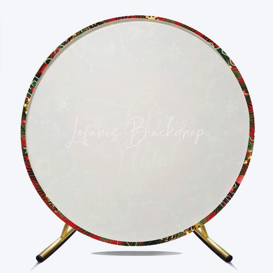 Lofaris Feliz Natal Red Round Backdrop Christmas Wreath Pine Cone Decor Prop