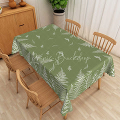 Lofaris Fern Leaf Rectangle Tablecloth Sage Green Botanical Line Art Dining Table Decor