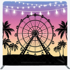 Lofaris Ferris Wheel at Sunset Double-Sided Tension Fabric Backdrop Carnival Festival with Palm Trees Party Photo Booth